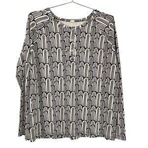 Kate Quinn Shirt Womens Large Long Sleeve Geometric Top Organic Cotton